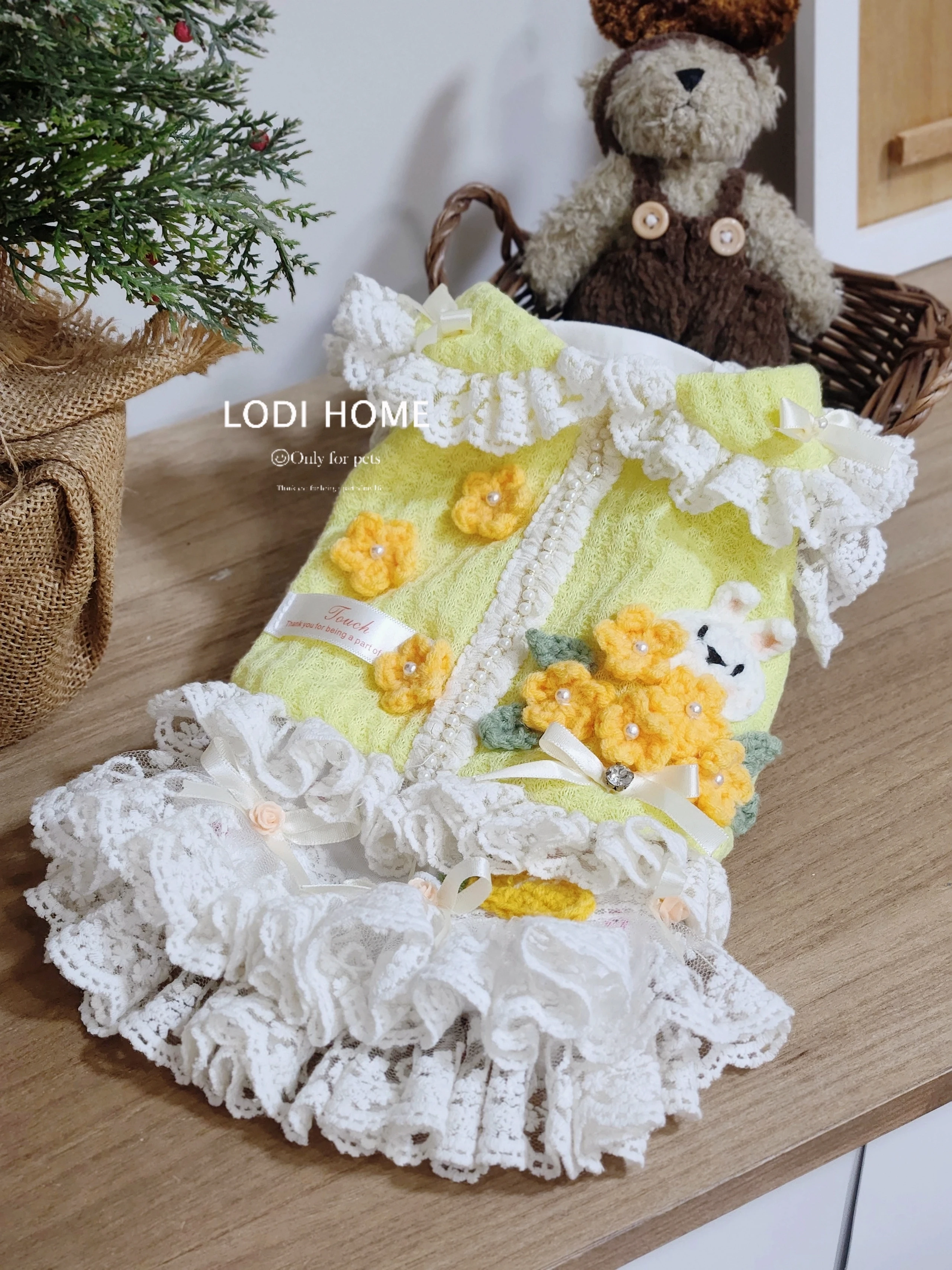 洛迪家比熊博美贵宾小香风两脚背心蕾丝泰迪猫狗宠物小中型犬衣服