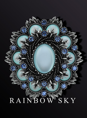 RAINBOW轮回之眼复古猫眼石高档胸针女 设计感胸花西装别针配饰男