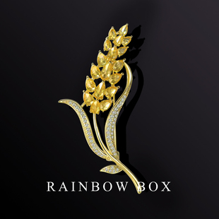 RAINBOW金黄麦穗高档胸针男奢华胸花 高级感别针西装配饰女送领导