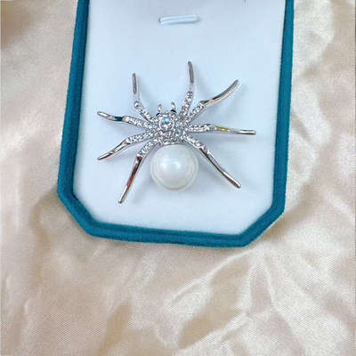 奢华珍珠蜘蛛胸针大气别针高级感