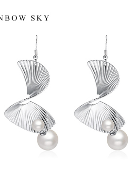 贝壳珍珠耳饰几何设计耳环2024新款简约个性耳坠夸张个性张扬饰品