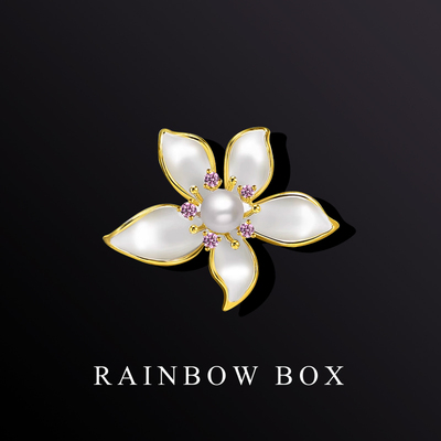 紫荆花朵滴油立体珍珠高级胸花