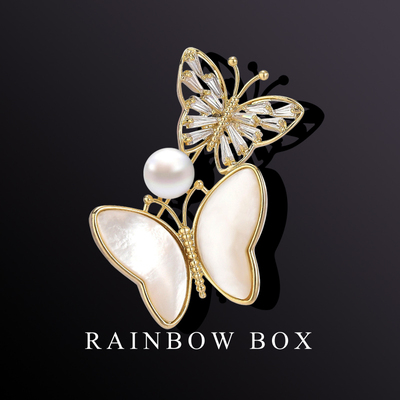 蝴蝶胸花胸针高档小香风珍珠母贝