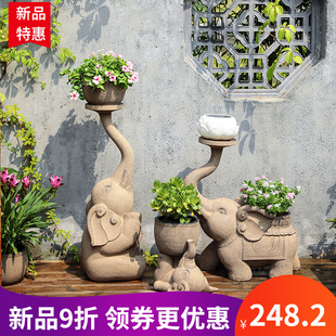 户外大象花盆中式 饰摆件 庭院花园院子别墅阳台造景布置景观盆景装