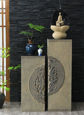 新中式室内展示柱摆件