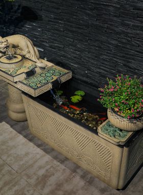 中式流水摆件鱼池室内招财装饰造景花园布置户外庭院循环水系景观