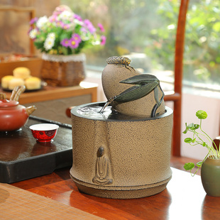 新中式流水摆件客厅办公室茶室电视柜桌面循环水景观装饰招财摆件