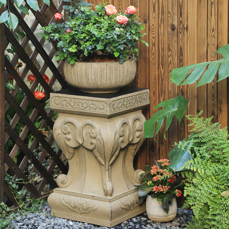 户外庭院仿石墩凳摆件花园别墅门口花盆盆景底座室内落地装饰造景