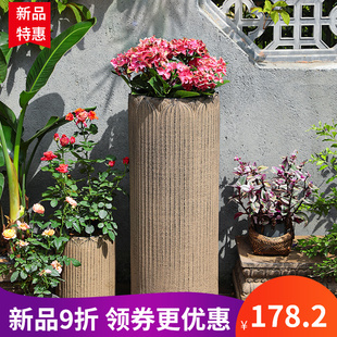 速发造式户外花园花盆庭装景观布置台种花中景院饰家居圆形大号盆