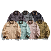 宽松休闲夹克 多口袋外套潮男女情侣款 日系美式 复古水洗工装