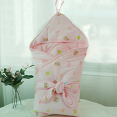 康欣儿秋冬新生儿抱被襁褓宝宝抱被包被连帽A类纯棉婴儿8135