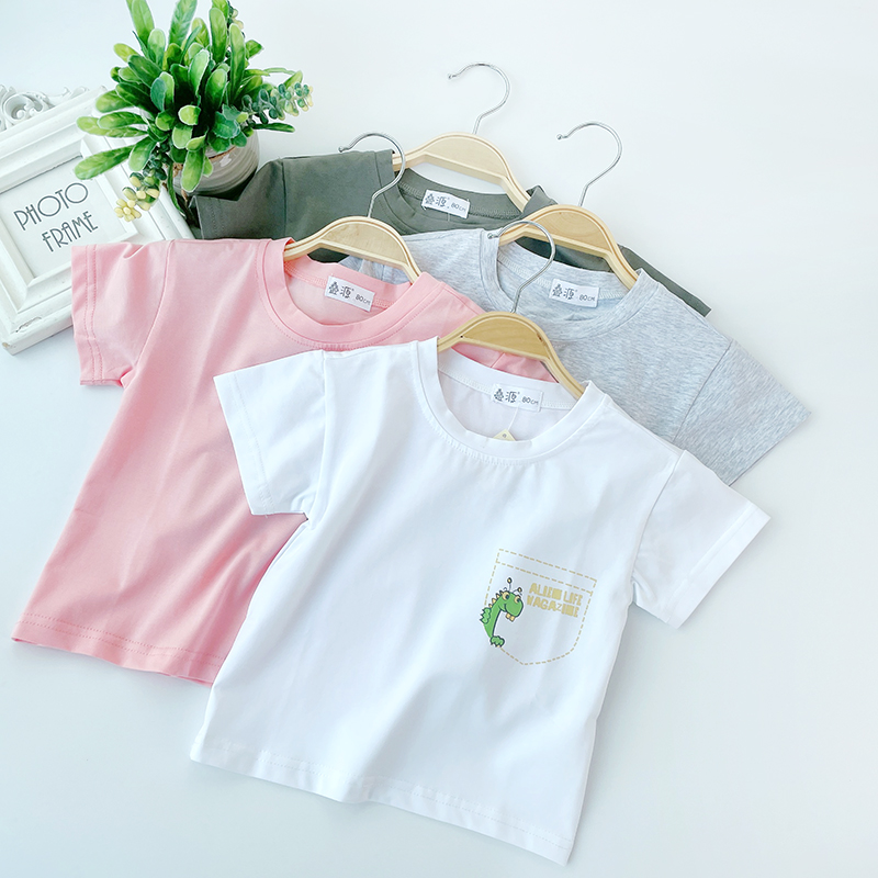 薄款男女宝宝卡通短袖圆领休闲