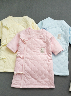 康欣儿春秋薄夹棉新生儿睡袍系带婴儿纯棉护肚长袍月子中心8147