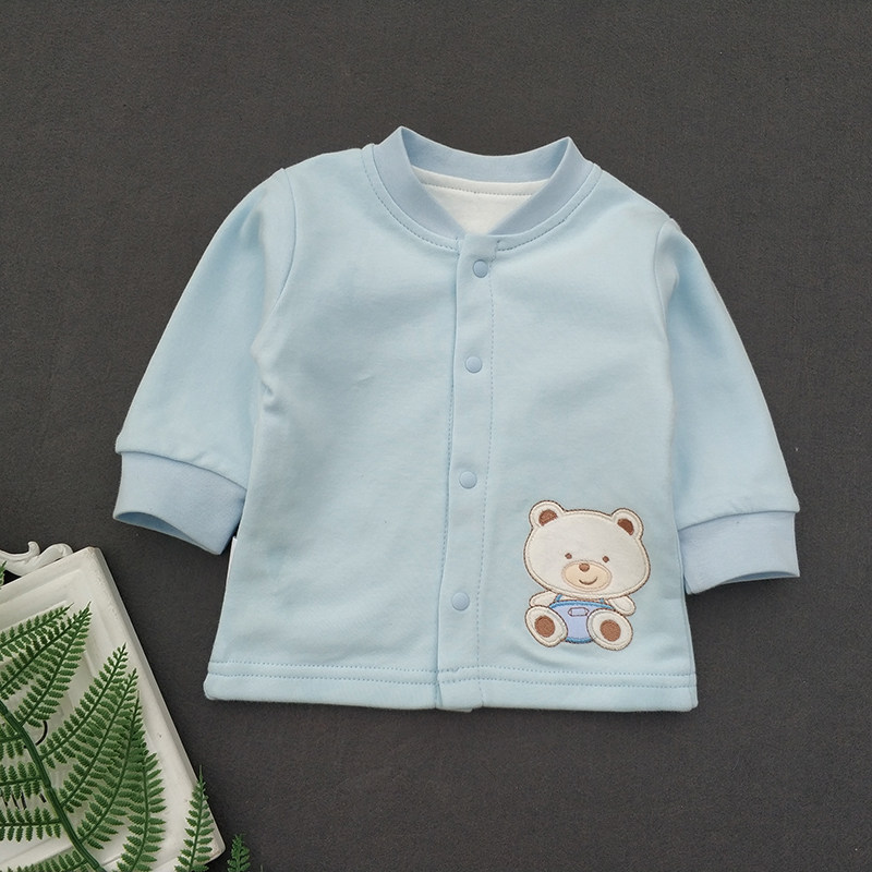 KANG XINER 남성용 및 여성용 슈퍼 소프트 더블 레이어 코튼 베이비 코트 가디건 봄 가을 클래스 A 품질 0-3세 720