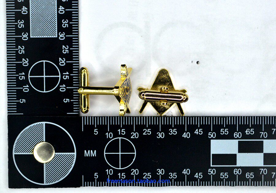 EUROPEAN AND AMERICAN FREEMASONRY MENS GIFTS HIGH-END LIGHT LUXURY FRENCH BLUE GOLD-PLATED LETTER LINING CUFFLINKS CUFF NAILS