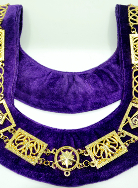 共济会纪念品肩章镀金项链