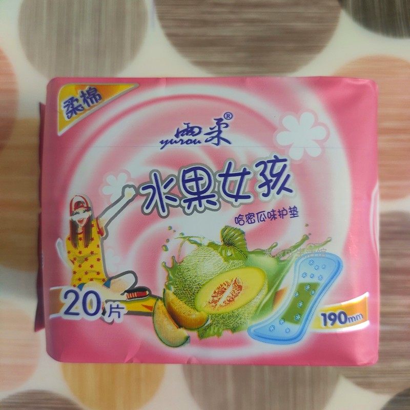 雨柔水果女孩加长护垫20片190mm亲肤柔棉超薄透气清爽舒适6包包邮