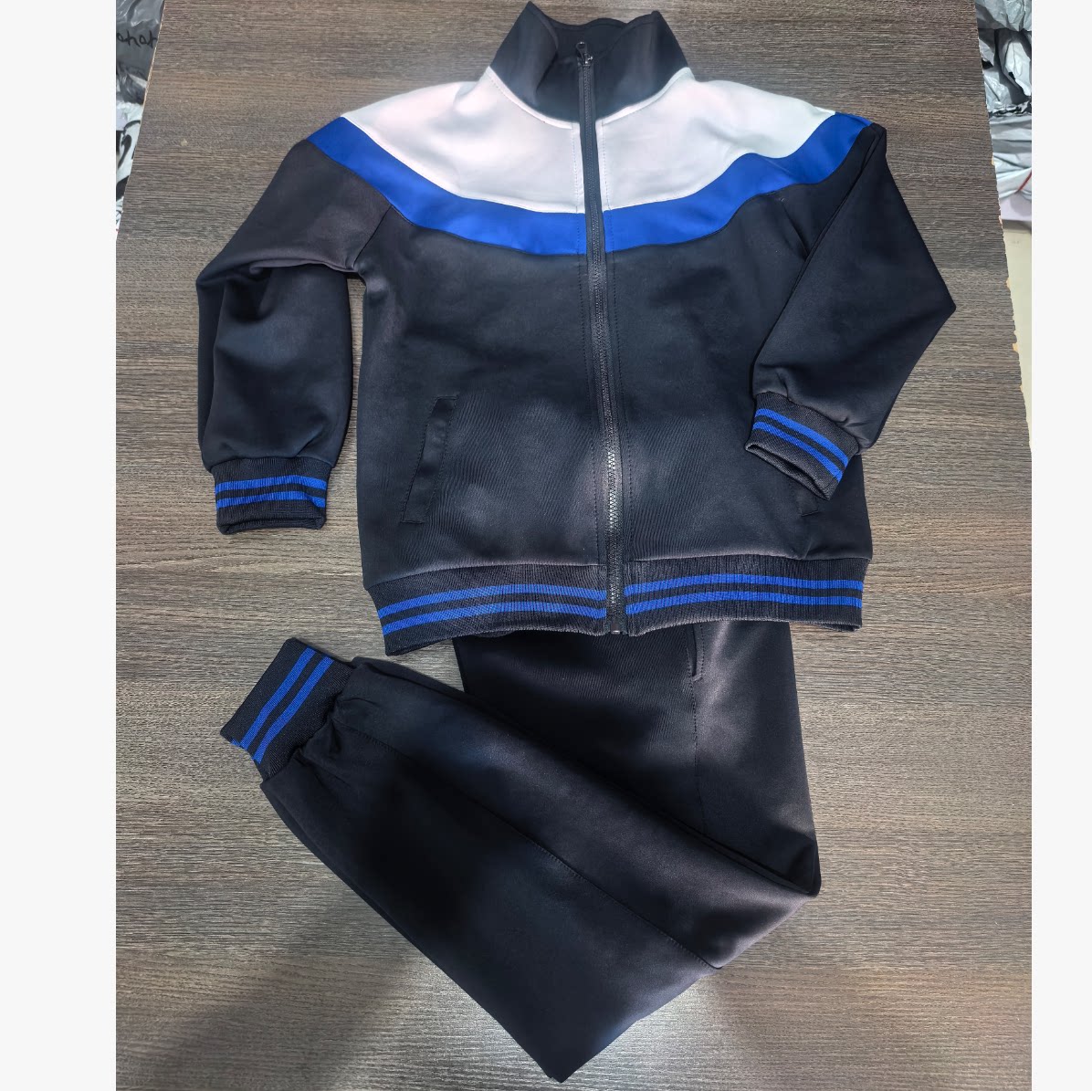 广州龙涛教育集团春秋新款藏蓝校服套装中小学生运动外套收口裤子