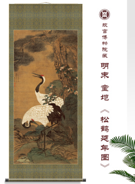 装饰画卷轴复古风景客厅玄关书房