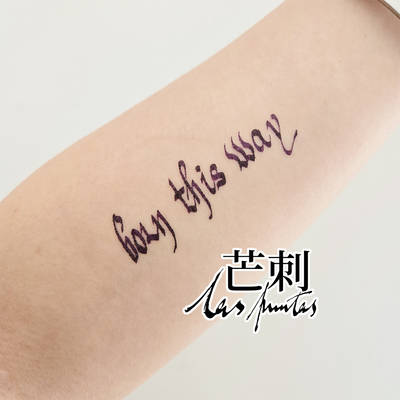 芒刺原创|Born This Way|书法英文字母防水高级感纹身贴嘎嘎gaga
