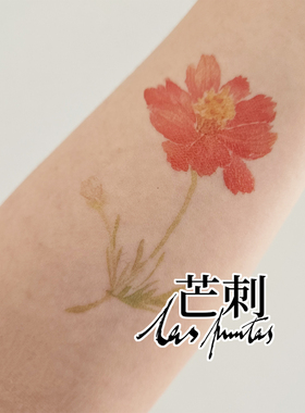 芒刺原创|太阳花|国风红色彩色防水持久新中式纹身贴|文艺 高级感