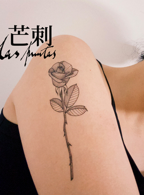 芒刺原创文身贴|玫瑰花|手绘防水持久文艺小众风高级感花朵纹身贴