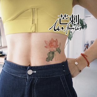 芒刺原创|荷花|国风彩绘彩色防水持久新中式纹身贴|小众风高级感
