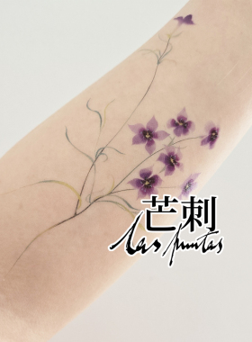 芒刺原创文身贴|三色鸟眼|彩绘彩色防水持久纹身贴花小众风高级感