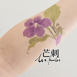 芒刺原创文身贴|紫罗兰|萨福彩虹国风彩绘防水持久新中式纹身贴