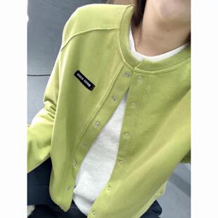 开衫 新款 卫衣女 外套2026年春季 100%纯棉水洗毛圈百搭显瘦圆领长袖