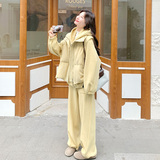 奶黄色羽绒马甲卫衣休闲裤三件套女秋冬2025新款爆款整套ootd穿搭，女装套装/套裙，2C339