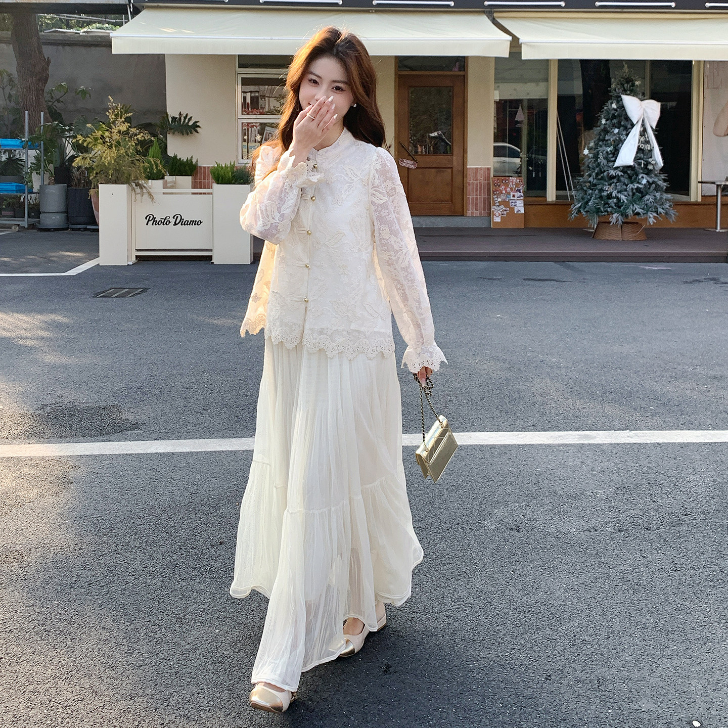 有大货法式蕾丝上衣半裙两件套女春季轻奢套装2C399A2807P195K318,女装套装/套裙,2C339