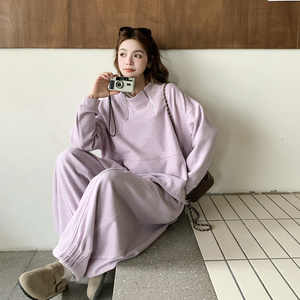 2026新品紫色慵懒风卫衣套装女宽松显瘦两件套休闲装2801P195K285图片