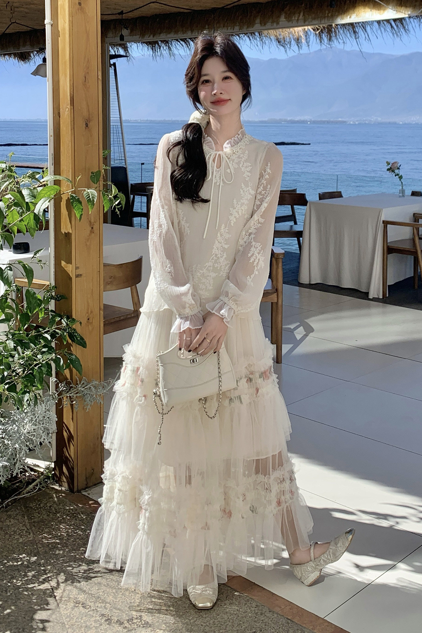 有大货2026网纱蛋糕裙两件套女白色超仙长裙套装2C339AP185K298,女装套装/套裙,2C339