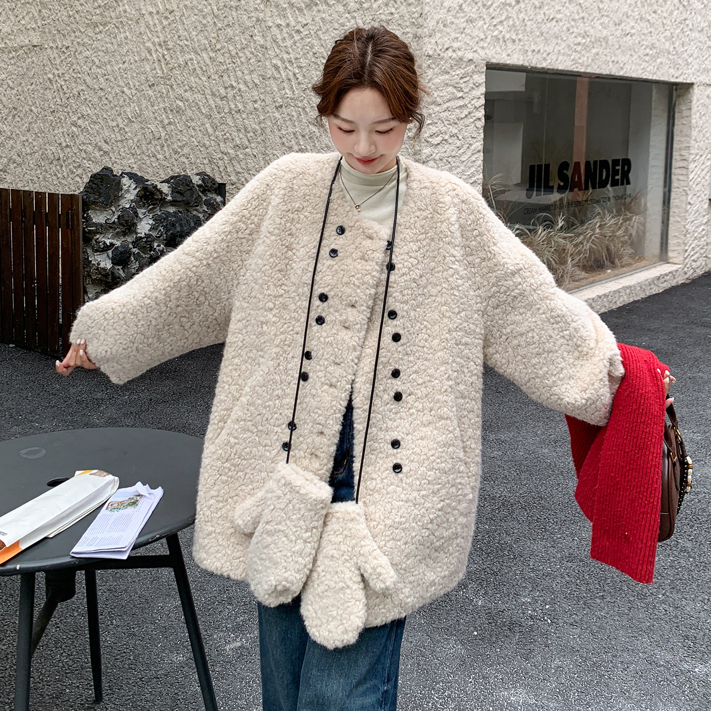 2025冬装新款皮毛一体外套女高级感环保羊羔毛加厚皮草大衣中长款图片