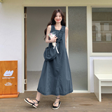 2025夏季新款法式宽松无袖连衣裙配挎包背心长裙2879-2P145K228，女装连衣裙，2C339