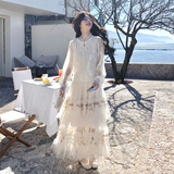 有大货2026网纱蛋糕裙两件套女白色超仙长裙套装2C339AP185K298，女装套装/套裙，2C339