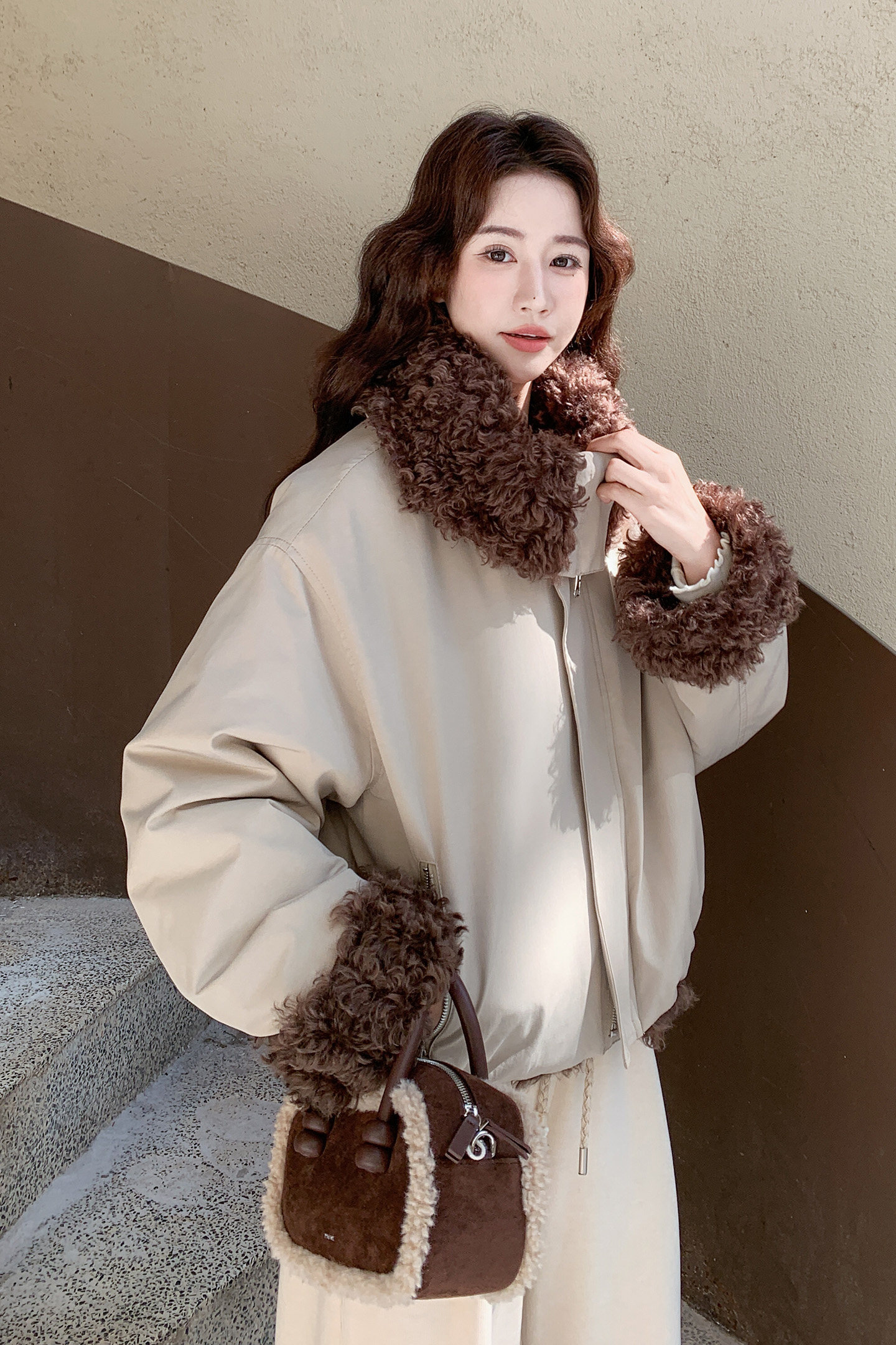 2026冬装新品羊毛卷派克服正反两穿保暖气质减龄2893P225K325,女装派克服,2C339
