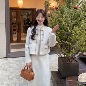 新中式国风小香风套装女2025秋冬新款高级感气质名媛半身裙两件套图片