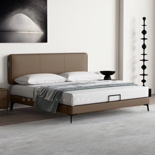 皮床主卧高端大气超薄真皮床现代简约小户型意式极简1.5米齐边床