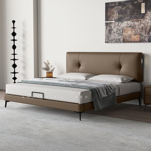 意式轻奢真皮床现代简约主卧高端大气软包1.8米双人2025新款婚床