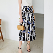 特价 夏季 轻薄雪纺半身裙开叉优雅Lady职业气质A字半裙英伦风