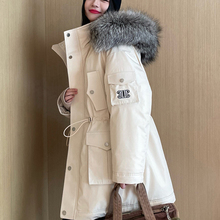 Nancy小景家同款 重工系列 环保抗皱面料 银狐大毛领派克羽绒服