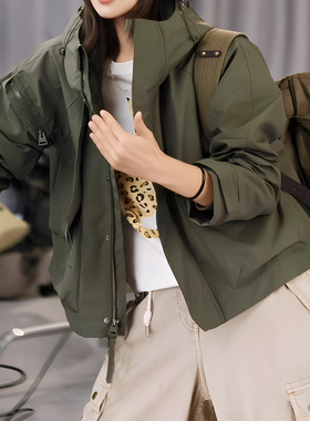 2025新款 探险少女外套  防水防风防污 三防户外 军绿色冲锋衣