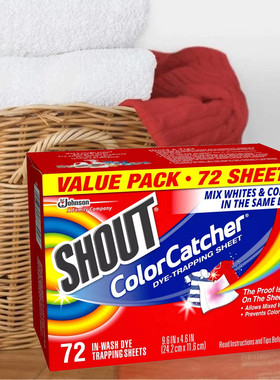现货美国进口庄臣Shout Color Catcher 防染色洗衣纸锁色护色72片