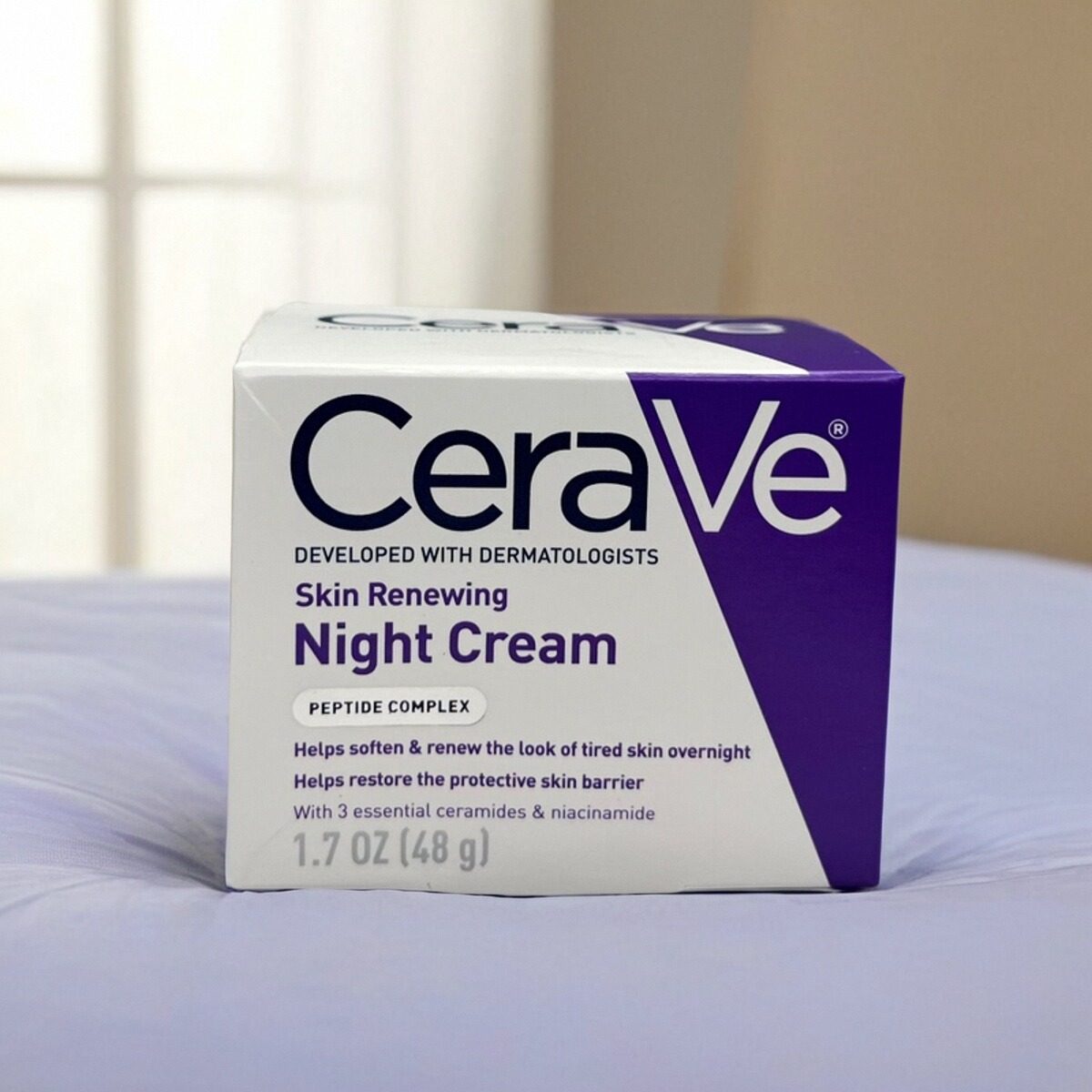 现货 CeraVe多肽修护晚霜 乳木果油烟酰胺多肽抗皱保湿面霜48g