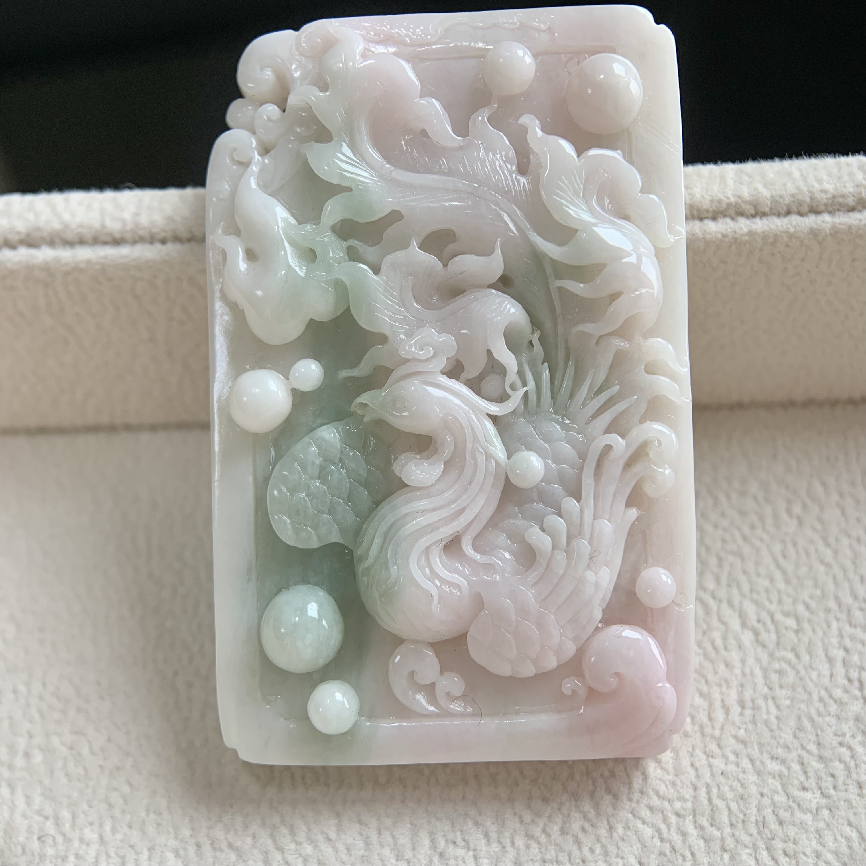 可言坊天然真南阳翡翠独山玉石佩手雕淡粉青大块男女凤凰挂坠件