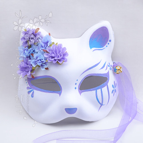 定制日式和服狐狸面具手绘