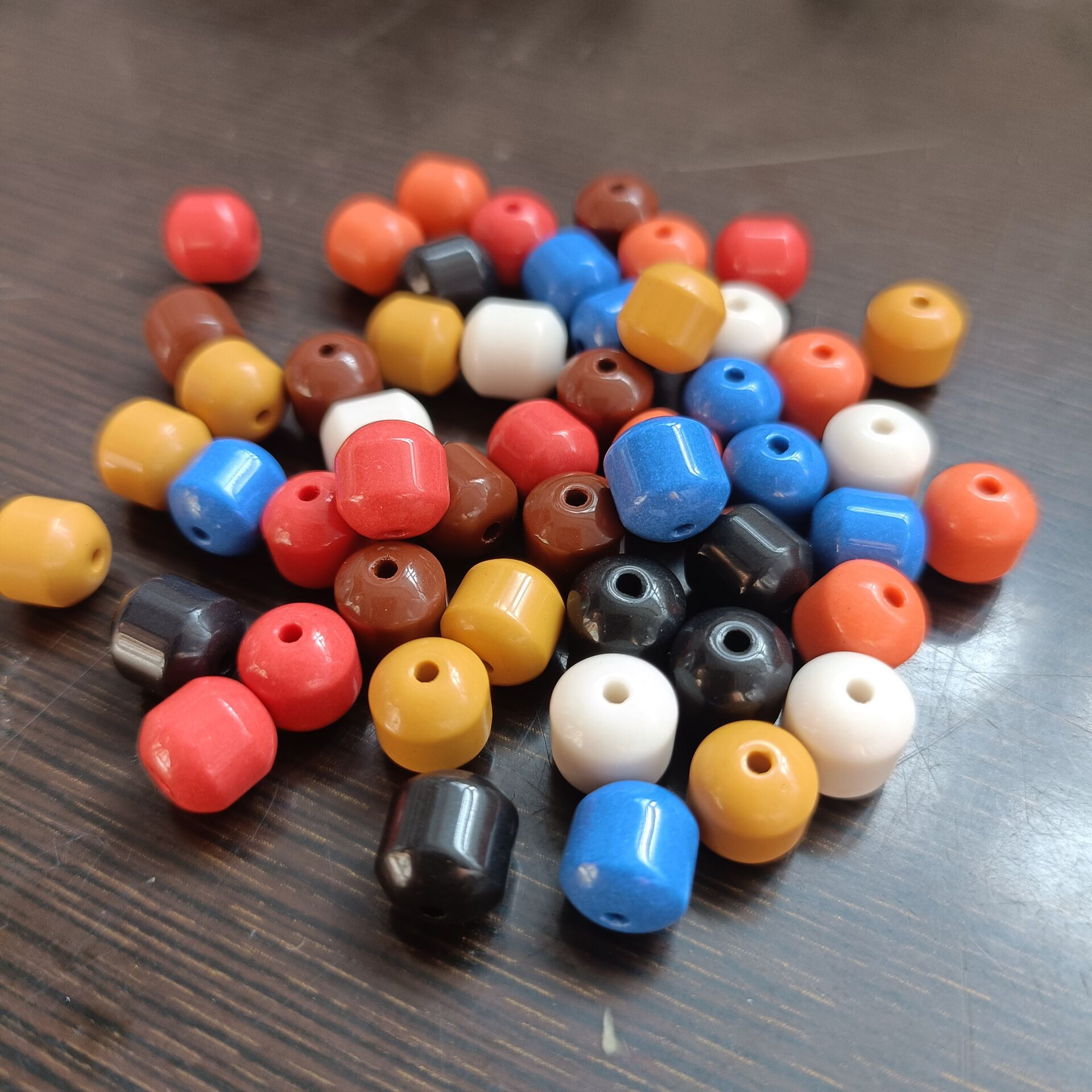 DIY进口托玛琳珠子8毫米圆柱珠手工串珠子diy饰品配件彩色穿孔珠