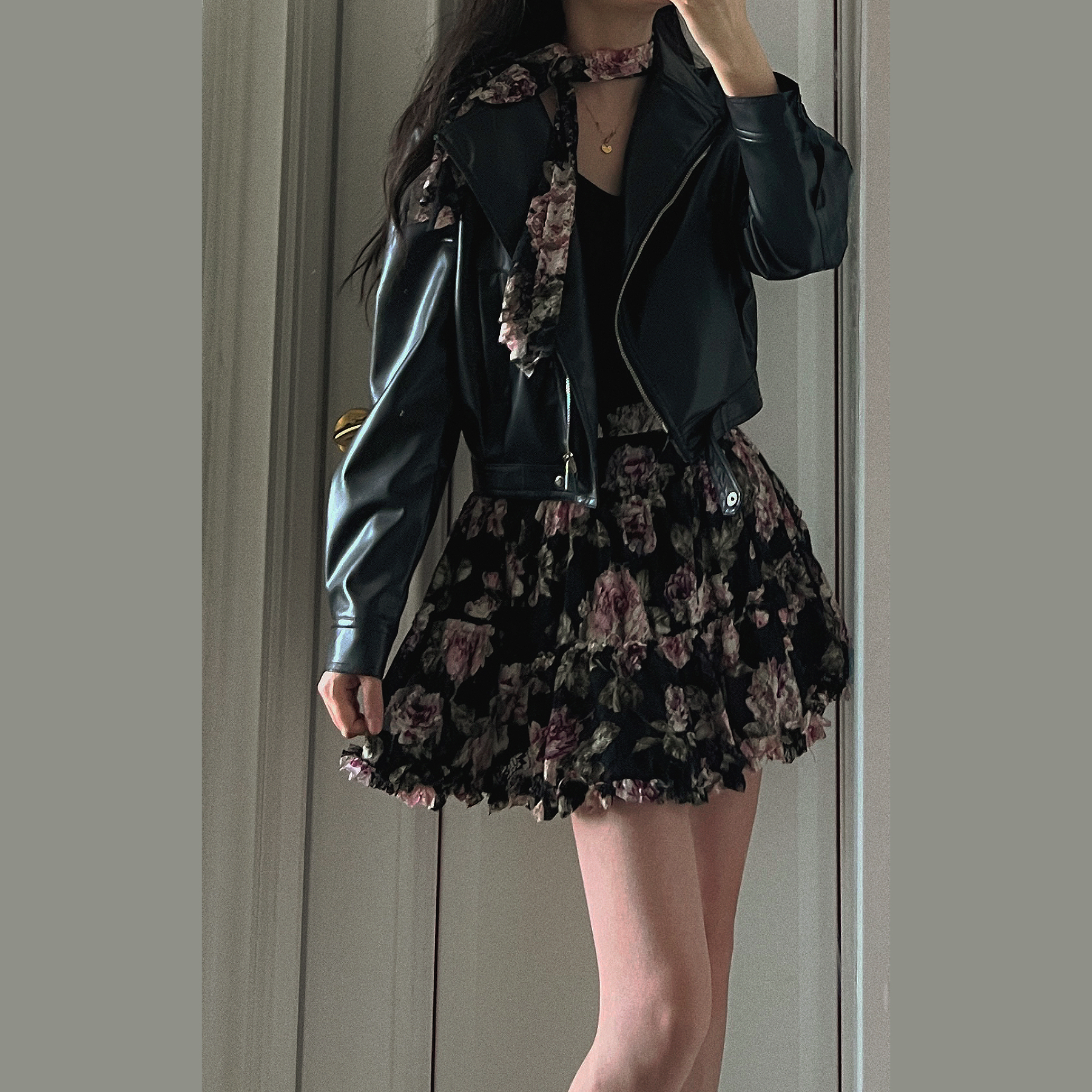 25早春 满岛光同款 短款宽松复古皮衣  小个子pu夹克机车外套女